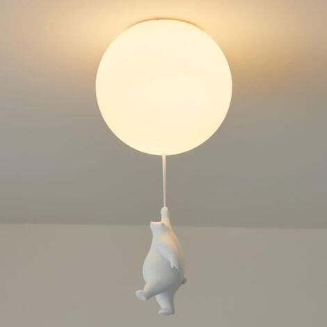 Childrens Ceiling Light White Acrylic Lampshade,Creative Polar Bear Ceiling Light Modern Cartoon Decor Lamp Fixture Indoor Lighting for Boy Girl Bedroom Living Room Kindergarten,19cm(No Bulb) - A (1/5)