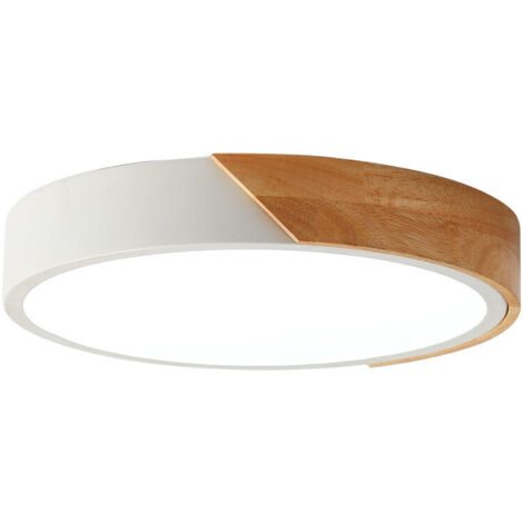 Wooden LED ceiling light, Φ30CM round ceiling light, modern simple 18W ceiling light for kitchen, hallway, office, porch white light, white (1/5)