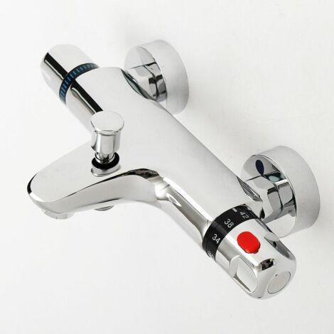Thermostatic Shower Mixer Tap Bathroom Wall Valve Solid Chromed Brass (1/4)