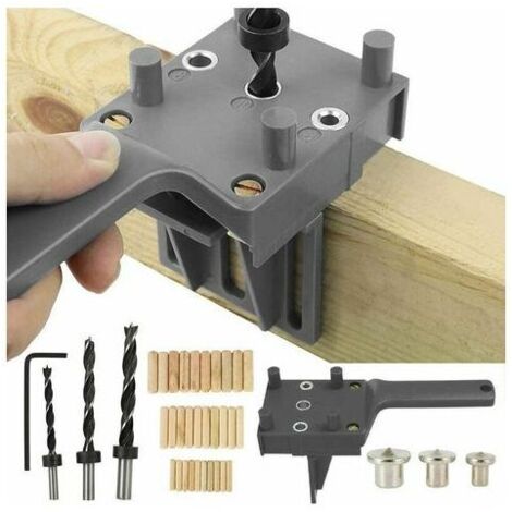41 PCS Dowel Drilling Jigs Dowel Drilling Jig Kit Straight Hole Woodworking Dowel Jig with 6/8/10mm Dowel Centerer for Hand Wood Dowel (Grey)