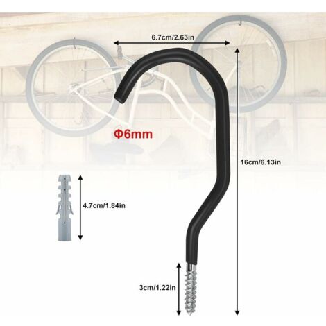 6 PCS Carbon Steel Bike Hooks Heavy Duty Wall Mounted Storage Hook Ceiling Screw-in Hook Maximum Load Bearing 15KG Storage Hook with 6 Expansion Tubes for Garage(155X66MM) (1/5)