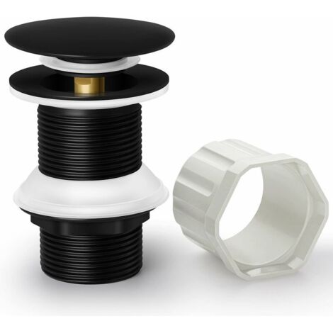 Black Sink Plug Without Overflow, Universal Pop Up Sink Plug Anti-Block Corrosion Resistant Automatic Brass Pop Up Waste, Accessories for Kitchens, Bath, Washbasin, Sink (1/5)