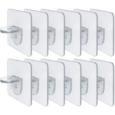 Punch-Free Shelf Bracket - Self Adhesive Shelf Clips for Kitchen Cabinets - Book Shelves - Heavy Duty Partition Brackets - Pin for Cupboard Supports - Clapboard Layer-Load Bearing 10 lbs (1/5)