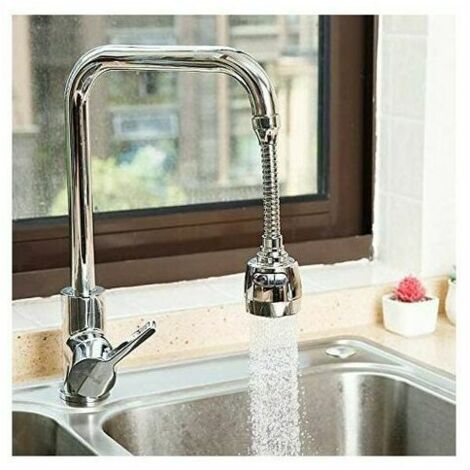 Kitchen Mixer Tap - 360 Degree Movable Kitchen Faucet Head, Water Saving Filter Nozzle, 3 Modes Adjustable Shower Head Filter Sprayer for Kitchen Bathroom (Long Silver) (1/4)