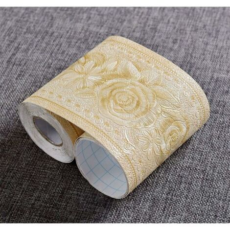 Extra Long 4.2x196.8 Self Adhesive Peel and Stick Waterproof Wallpaper Border 3D Pattern Wall Decor Removable Kitchen Bathroom Tiles Stickers,Peony (1/5)