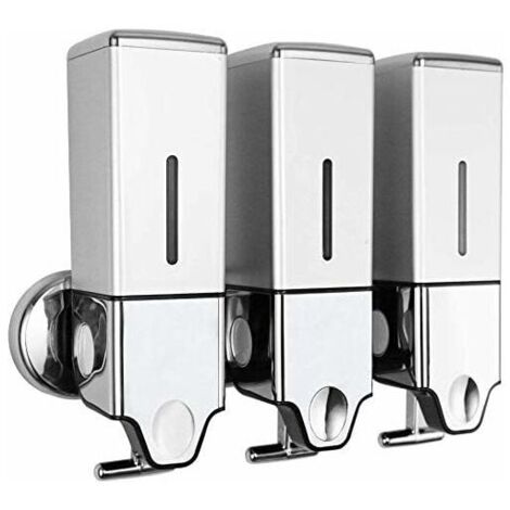 Wall Mounted Shower Soap Dispenser Manual Hand Lotion Dispenser for Hotel Bathrooms Kitchen Restaurants (Silver) (1/5)