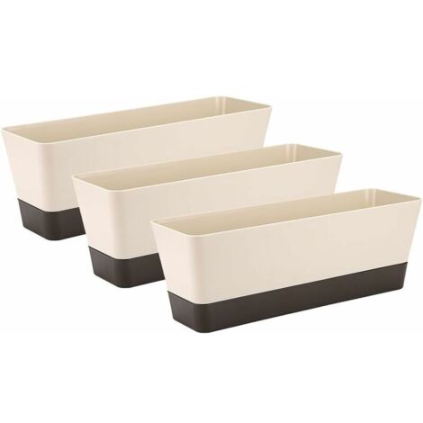 Rectangular Flower Box, Plastic Rectangular Flower Pot, Outdoor Balcony Planters for Succulents, Flowers, African Violets, 30.5cm, Set of 3 (1/5)