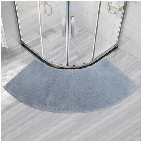 Solid color floor mat bathroom door fan-shaped household semicircle tpr non-slip pedal mat shower-shaped carpet (gray) (1/5)
