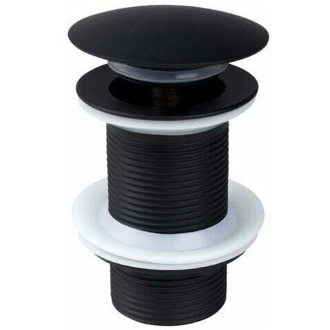 Basin Waste Unslotted, Pop Up Sink Plugs Basin, Basin Sink Waste Modern Pop Up Click Clack Sprung Plug with Overflow, Bathroom Sink Waste for Bathroom Sink Tap, Black (1/5)