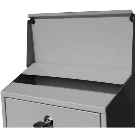 Lockable Outdoor Galvanized Mailbox Letter Box Silver (1/5)