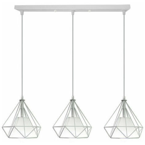 Chandelier Pendant Light 3 Lights Diamond Shape Industrial Ceiling Light Fixture E27 for Bedroom Living Room Bar White (1/5)