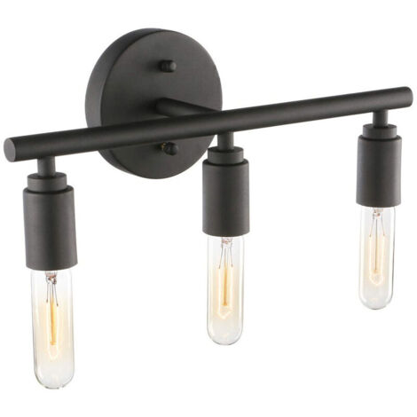 Vintage Black Bathroom Mirror Light with 3 Lights, Industrial Style Bathroom Mirror Light, E27 Metal Bathroom Mirror Light, Retro 40CM Wall Lamp, Bulb Not Included