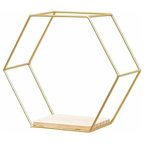 Gold Rivet Hexagonal Honeycomb Floating Wall Shelf 20.5249.5cm (1/5)