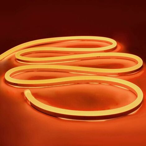 LED Neon Strip 5M Orange LED Strip Light, 12V Flexible Neon LED Strip,IP65,120 LEDs/M, Flexible Neon Rope LED Strip for Indoor Outdoor Decoration (Without Power Adapter)