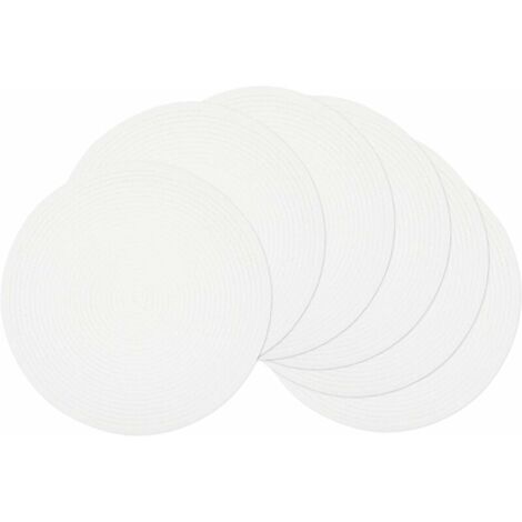 Set of 6 Braided Round Placemats for Dining Tables 15 Inch Washable Placemat (White, 6) (1/3)
