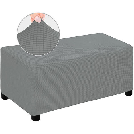 Ottoman Cover Rectangular Footstool Cover Sofa Cover Stool Cover Footstool Cover Feature Stretch Thick Soft Jacquard Fabric Removable Washable - Gray (1/5)