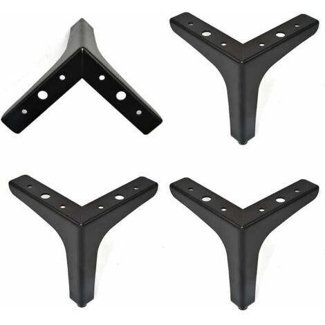 Set of 4 Metal Sofa Legs 10cm, Furniture Legs Load Up to 800KG, Silver Modern Metal Triangle Shaped Table Leg, Wrought Iron Table /Sofa Support, Leg for TV Cabinet (1/5)