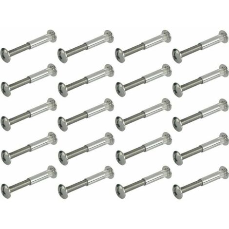 20x Binding Screw with Flat Head Socket Nut + Flat Head Phillips Screw Steel Fastener Metal Wood Furniture Shelf Bolt, M4 x 30mm