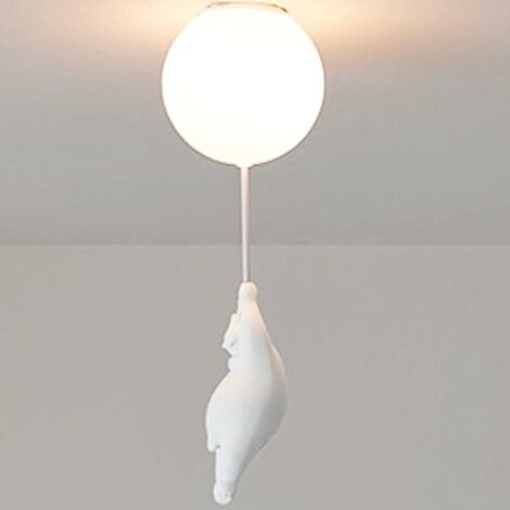 Childrens Ceiling Light White Acrylic Lampshade,Creative Polar Bear Ceiling Light Modern Cartoon Decor Lamp Fixture Indoor Lighting for Boy Girl Bedroom Living Room Kindergarten,13cm(No Bulb) - C (1/5)