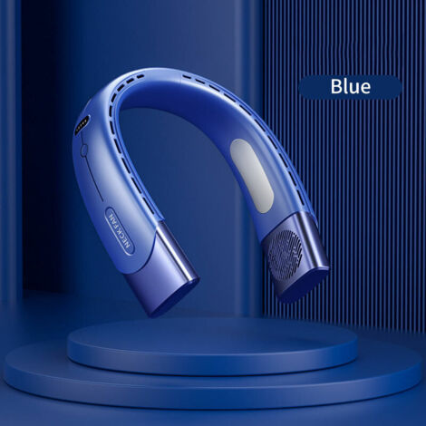 DS005 New USB Refrigeration Leafless Hanging Neck Fan Portable Hanging Neck Fan-Blue (1/5)