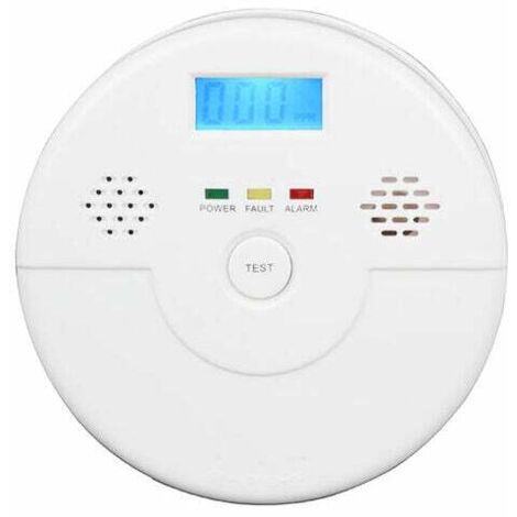Carbon Monoxide Alarm Detector CO Alarm Detector with Digital Display Household Safety Equipment Powered by Battery white
