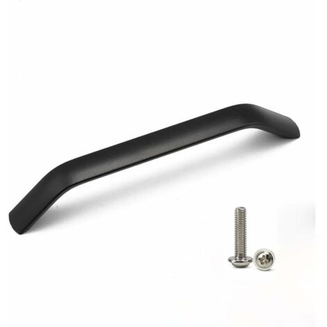10 Units Bow Shaped Cabinet Handles Kitchen Cupboard Drawer Door Bathroom Furniture Pulls, 128mm Hole Centers (Matte Black) (1/5)
