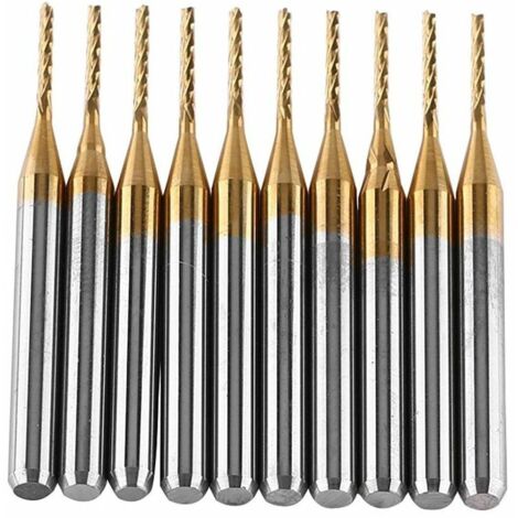 10pcs CNC Milling Cutter 3.175mm 1mm Tungsten Carbide Titanium Coating Cutting Tool Drill Bit Straight Shank Milling Cutter for Carving Engraving (1/5)