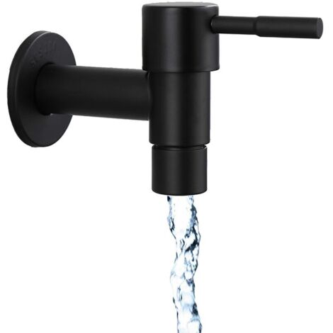 Kitchen Sink Faucet Black Quick Single Cold Faucet Bathroom Stainless Steel Outdoor Faucet Garden Faucet Wall Mounted Washing Machine Faucet for Home Kitchen Room Use (1/5)