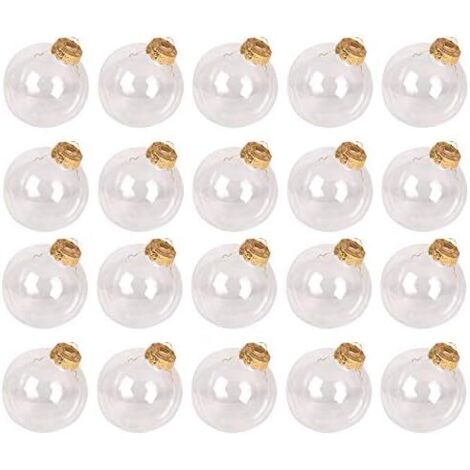 20 Pack Christmas Fillable Clear Plastic Baubles, Xmas Tree Transparent Ornaments to Fill & Design, DIY Craft，Gold - 6cm (1/5)
