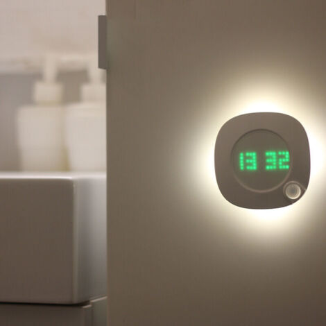 LED PIR Motion Sensor Wall Clock Lamp 360 Degree USB Modern Design Digital Watch Time Indoor Kitchen Bathroom Study Night Light (1/5)