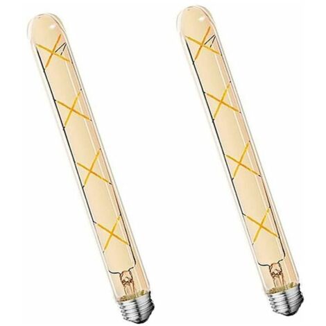 2Packs E27 T30 LED Filament Bulb 8W Warm White Amber Glass Light Tube(70W Halogen Equivalent)700LM Vintage Energy Saving Lamps E27,300mm (1/5)