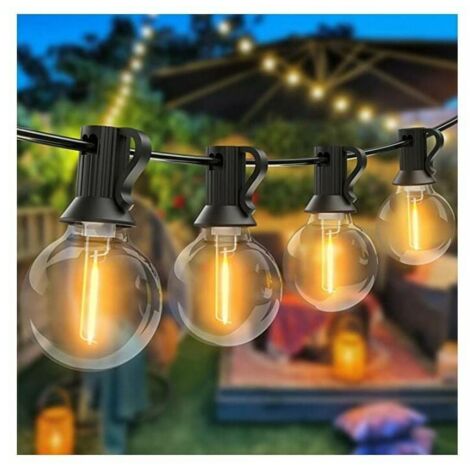Outdoor Light, 15M G40 LED Guinguette Garland 25+1 Spare Bulbs, Waterproof Outdoor Garland, Connectable Decorative Garland for Garden, Party, Evening, Terrace, Christmas, Warm White (1/5)