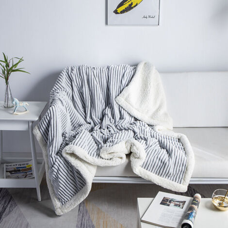 Sherpa Fleece Blanket, Gray and White - Soft, Plush, Fluffy, Fuzzy, Warm, Cozy (1/5)