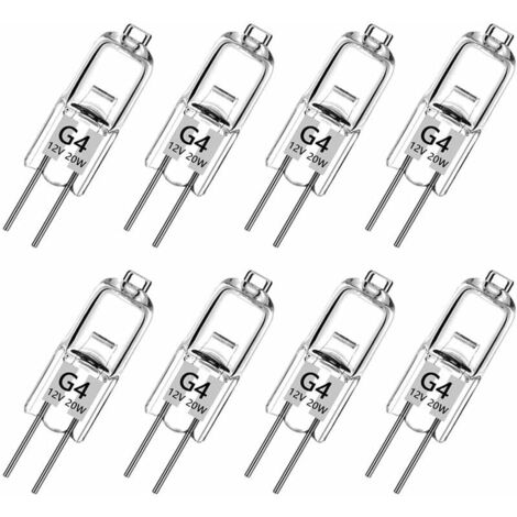 Pack G4 Halogen Light Bulb, G4 Light Bulb Warm White 12V 20W, 2800K, 240LM, Dimmable, G4 Halogen Lamp, Clear Capsule Lamp for Puck Light, Chandelier – No Flicker (1/5)