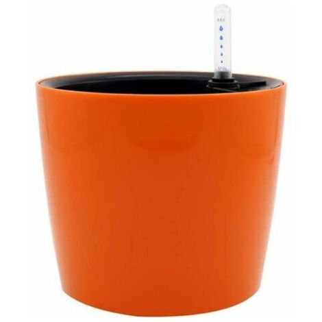 Round Self Watering Flower Pot with Water Indicator for Indoor or Outdoor Use Plastic Planter (Orange) (1/5)