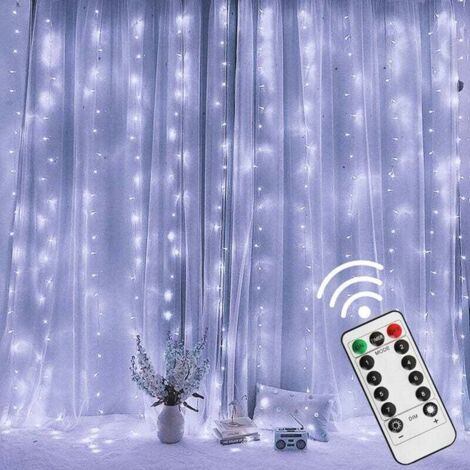 LED Curtain Light, 3m x 3m Gazebo Light, Outdoor String Lights Power Supply for Outdoor, Garden, Pergola, Party, Christmas, White (1/5)