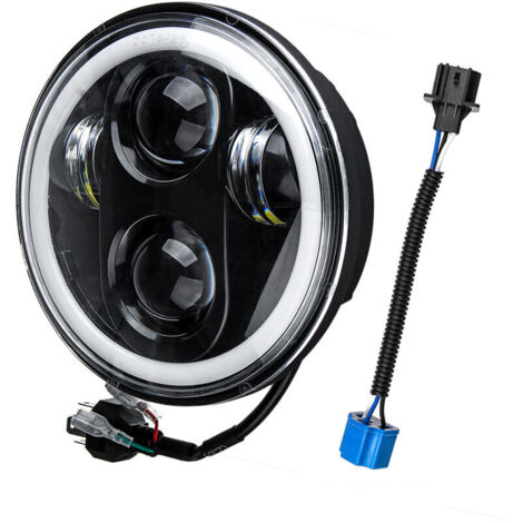Round LED Halo DRL Headlight Headlamp For Harley Davidson Dyna