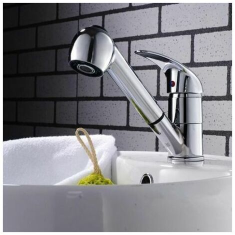 Kitchen Faucet Mixer Tap Sink Mixer With Pull Out Spray Silver (1/5)