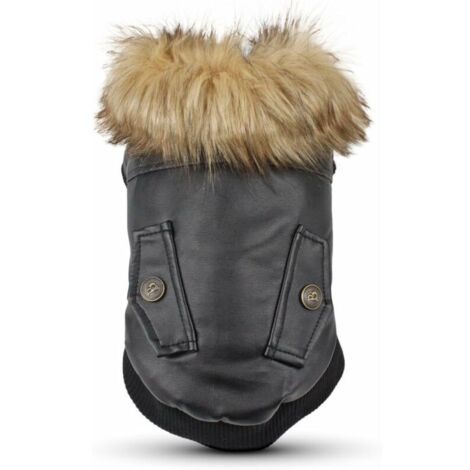 Pet Waterproof Leather Jacket Winter Clothes for Dogs Winter Autumn Warm Coat for Small Medium Dogs-Black M (1/5)