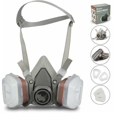 RHINO Face cover for paint, dust, particles, chemicals, polishing machine organic vapours, pollen and chemicals with filter cottons (1/5)