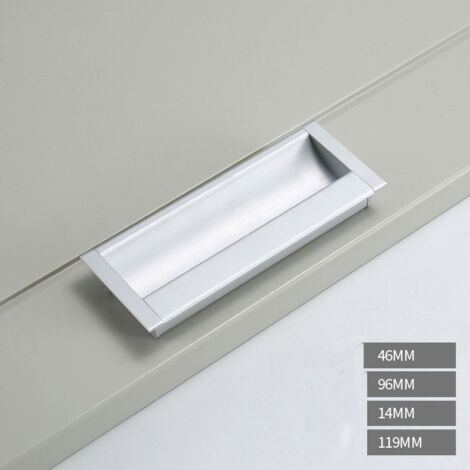 2 Pieces Rectangular Recessed Handles for Sliding Doors, Cabinets, Drawers, Cabinets (White, 119mm) (1/4)