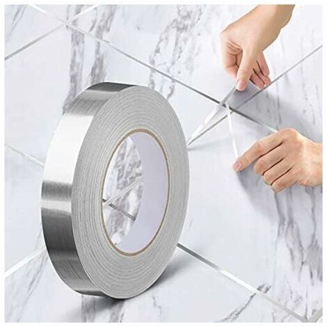 Self Adhesive Tile Decorative Adhesive Tape, Waterproof Joint Line Tape, for Floors, Walls, Ceilings, Doors and Windows, Home Deco (1(2cm50m),Silver) (1/5)