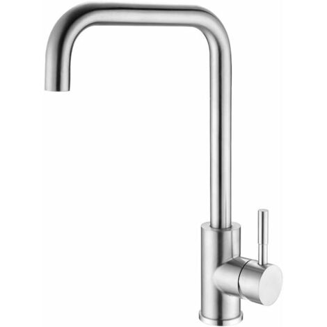 360° Swivel Kitchen Faucet Brushed Stainless Steel Kitchen Mixer Tap High Spout Single Lever Kitchen Mixer Tap (1/5)