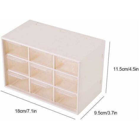 9 Plastic Portable Desktop Storage Drawers 9 enrejados Mini gabinetes Drawer Cosmetic Jewelry(White) (1/5)