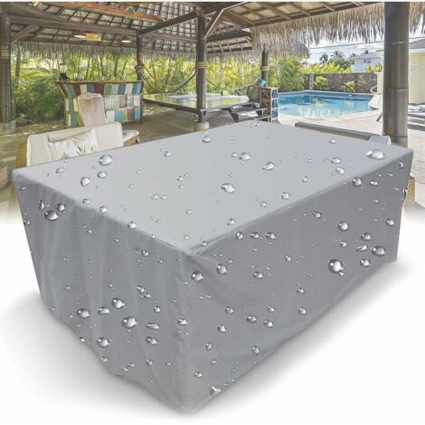 Garden Furniture Cover, 210D Rectangular Waterproof Furniture Cover with Drawstring for Garden Furniture Patio Table Furniture Cover Silver,120x60x90cm (1/5)