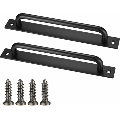 2 Pcs Sliding Door Handles, Black Door Pull Handles, Sliding Barn Cabinet Garden Gate Shed Door Handles, Aluminium Alloy Handles for Kitchen Closet Door, Exterior Interior Door Handles with Screws (1/5)