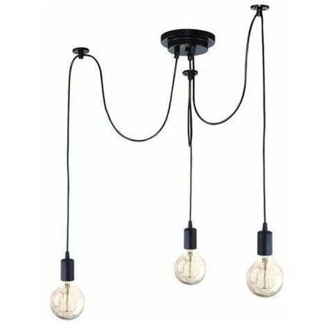 Spider Pendant Chandelier DIY Adjustable Vintage Industrial E27 Ceiling Light for Living Room Bedroom Black - 1.5m 3 Lights - Black (1/5)