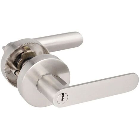 Door handle lock Aluminum door handle for bedrooms, cloakrooms, storage rooms and offices, lock size 60/70 mm, round, silver (1/5)