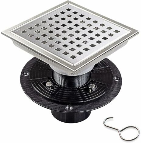 Square Shower Drain Stainless Steel Hair Strainer Anti-Odor Floor Trap, Stainless Steel Floor Drain with Strainer Filter, for Bathroom Garden (1/5)