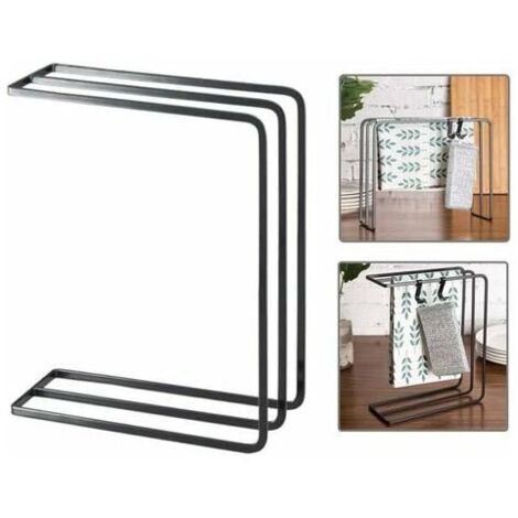 3-Tier Free Standing Kitchen Towel Rack, Kitchen Towel Holder, Towel Holder, Shelves, Towel Bar, Washcloth, Towel Rack, 25 x 10 x 30 cm, Black (1/5)